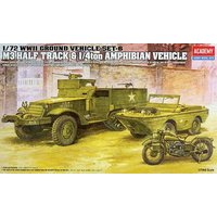 WWII Ground Vehicle Set-6 M3 Half Track & 1/4ton Amphibian Vehicle